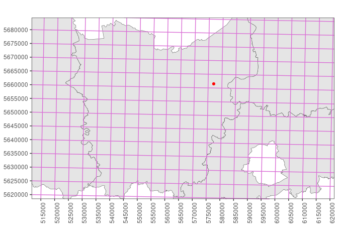 A map in the Belgian CRS 'EPSG:3812' ('ETRS89 / Belgian Lambert 2008'), showing provinces of Flanders. The point with geographical coordinates '51.1°N 4.1°E', projected in 'EPSG:3812', is shown in red. It is situated in the province 'Oost-Vlaanderen'. The superposed UTM grid lines and UTM coordinates are from the UTM CRS 'EPSG:25831' ('ETRS89 / UTM zone 31N')—reprojected in 'EPSG:3812'—with lines every 5 km.