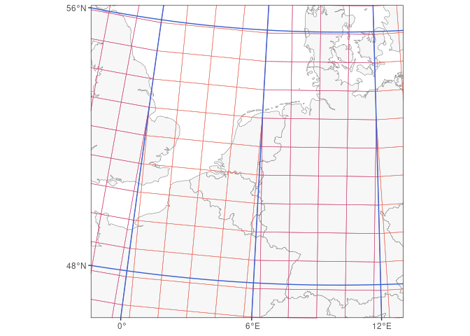 The 'U' latitude band goes from 48°N to 56°N. Two resulting MGRS grid zones are fully shown here: grid zones 31U (with most of Belgium) and 32U (with most of Germany).