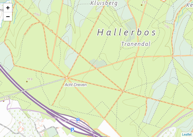 Leaflet map of the topographic CartoWeb layer. At zoom level 15.